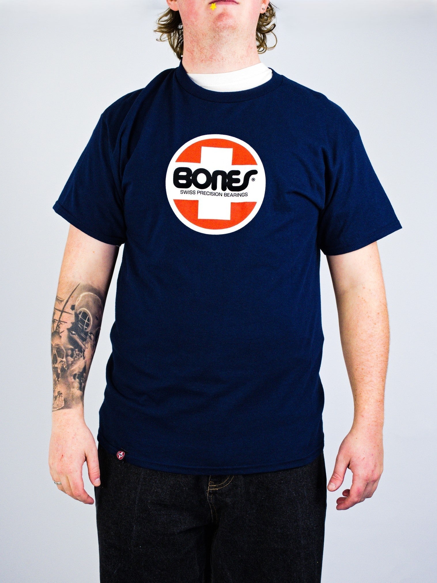Bones - swiss logo tee - navy blue