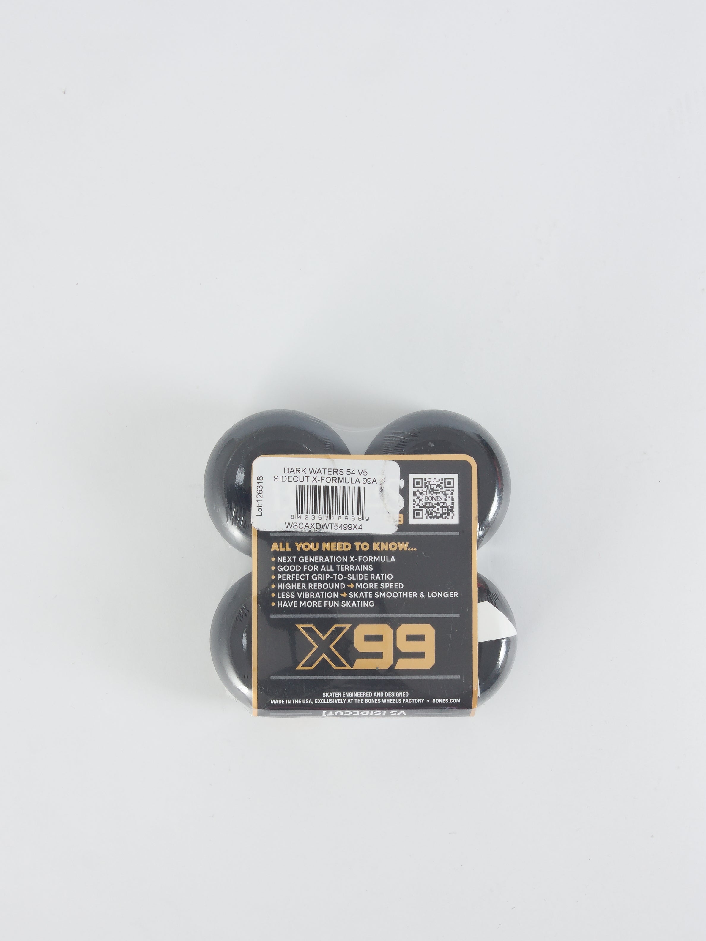 54 mm bones wheels - dark waters x99 formula skateboard - v5 sidecuts 54mm