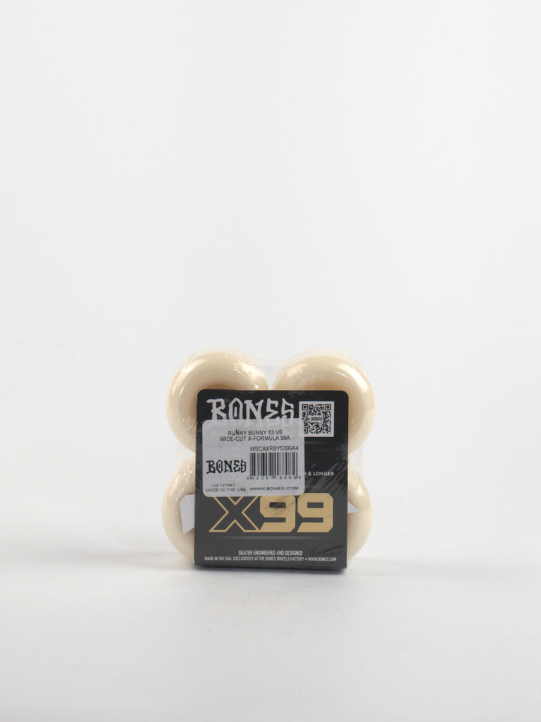 Bones wheels - runny bunny - x99 formula v6 widecut 99a - 53mm - skateboard small parts grind supply company uk