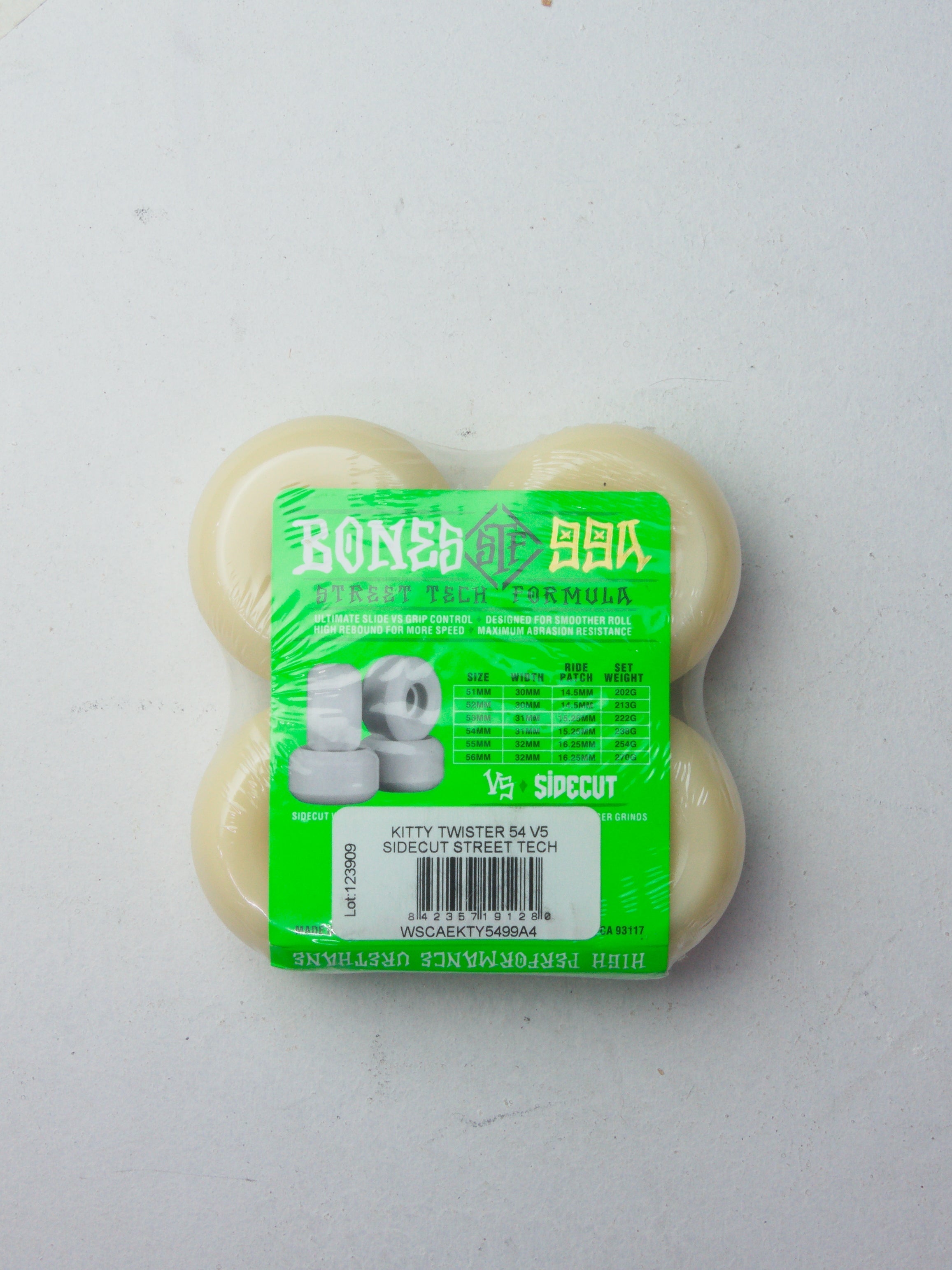 Bones wheels - stf formula 99a skateboard - kitty twister - 52mm