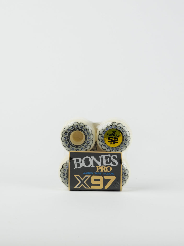 Set of Bones Wheels Pro X97 featuring a decorative pattern, 97A Gold Chain design