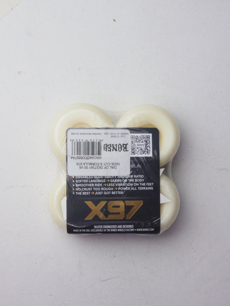 55mm bones wheels - x97 formula - dial of destiny v6 widecut 97a - 55mm - skateboard small parts grind supply company uk