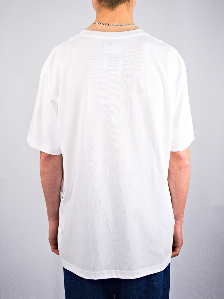 Xl clown skateboards - banksy tee white - organic cotton last one xl grind supply company uk