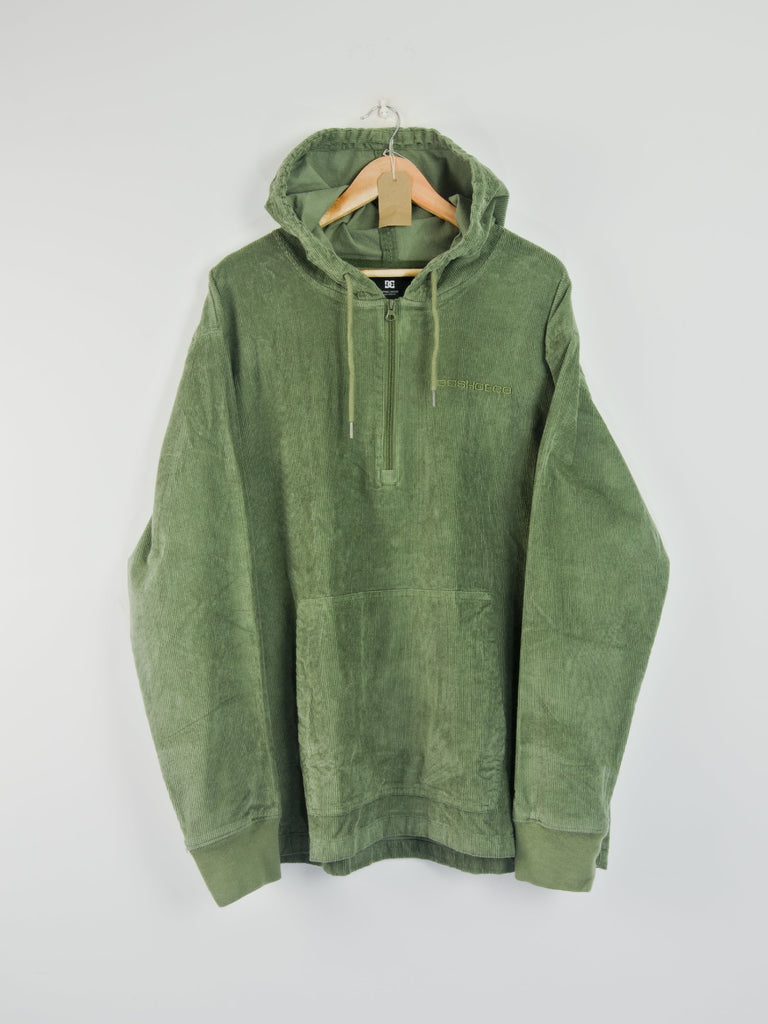 Dc shoes - belview quarter zip cordrouy pullover - deep lichen green hoodie grind supply company uk