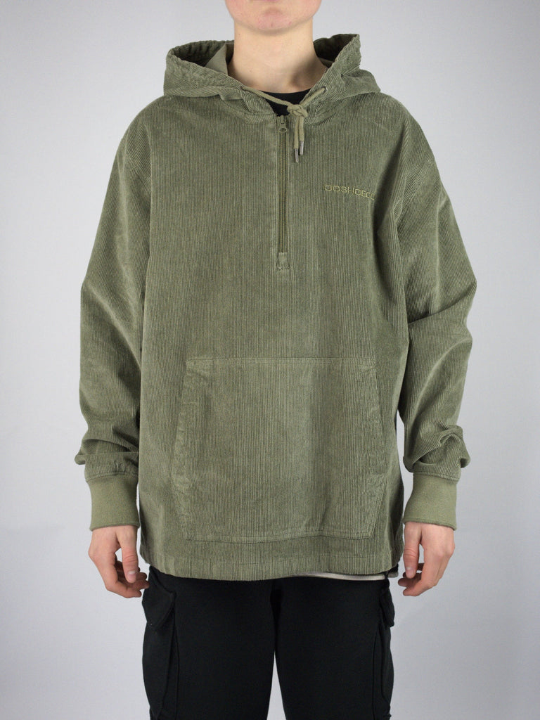 Dc shoes - belview quarter zip cordrouy pullover - deep lichen green hoodie grind supply company uk