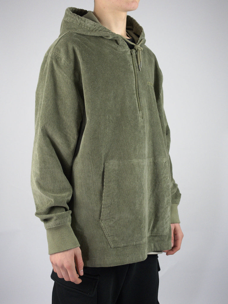Dc shoes - belview quarter zip cordrouy pullover - deep lichen green hoodie grind supply company uk
