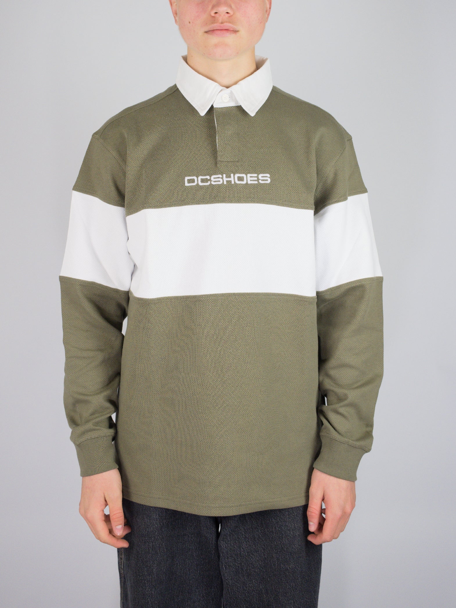 Dc shoes - half time long sleeve polo shirt - vetiver green