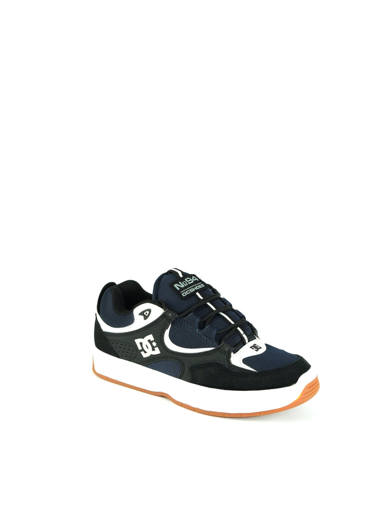 DC Shoes Kalynx Zero in black, blue, and white with a gum sole for skateboarding