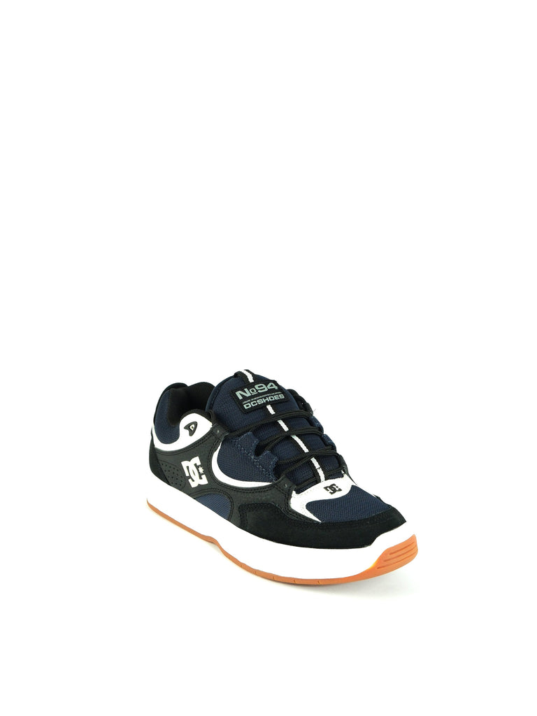 Dc Shoes Kalynx Zero in black, blue, and white with gum sole for skateboarding