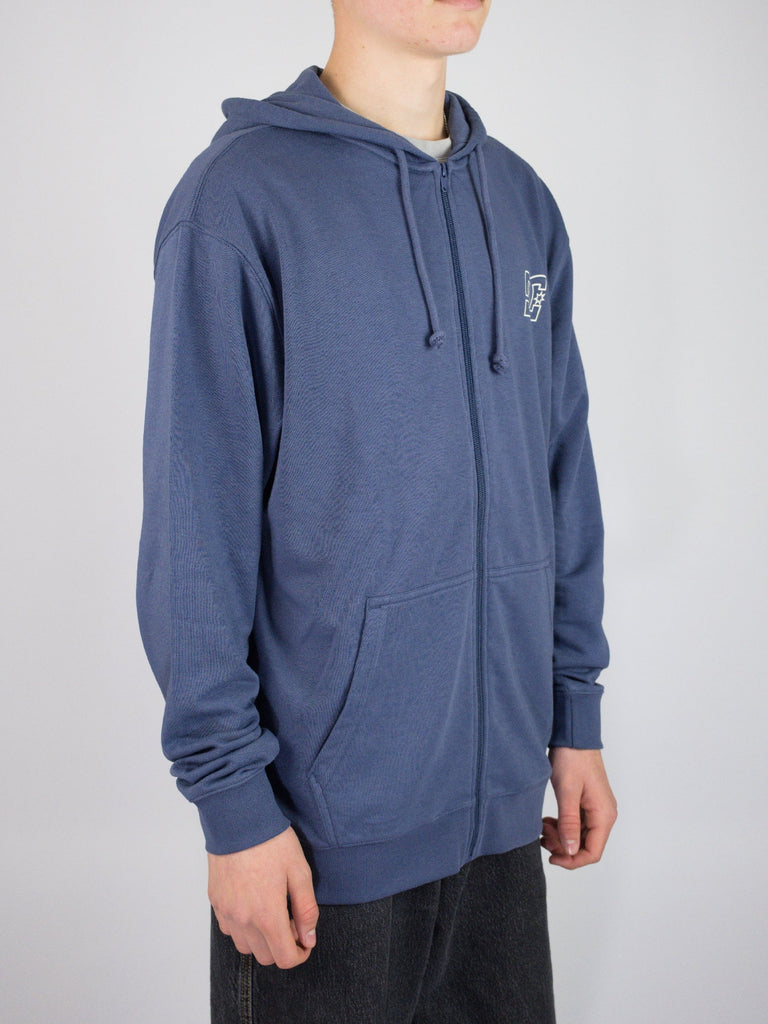 Dc shoes - pallet terry cloth zip through - vintage indigo hoodie grind supply company uk