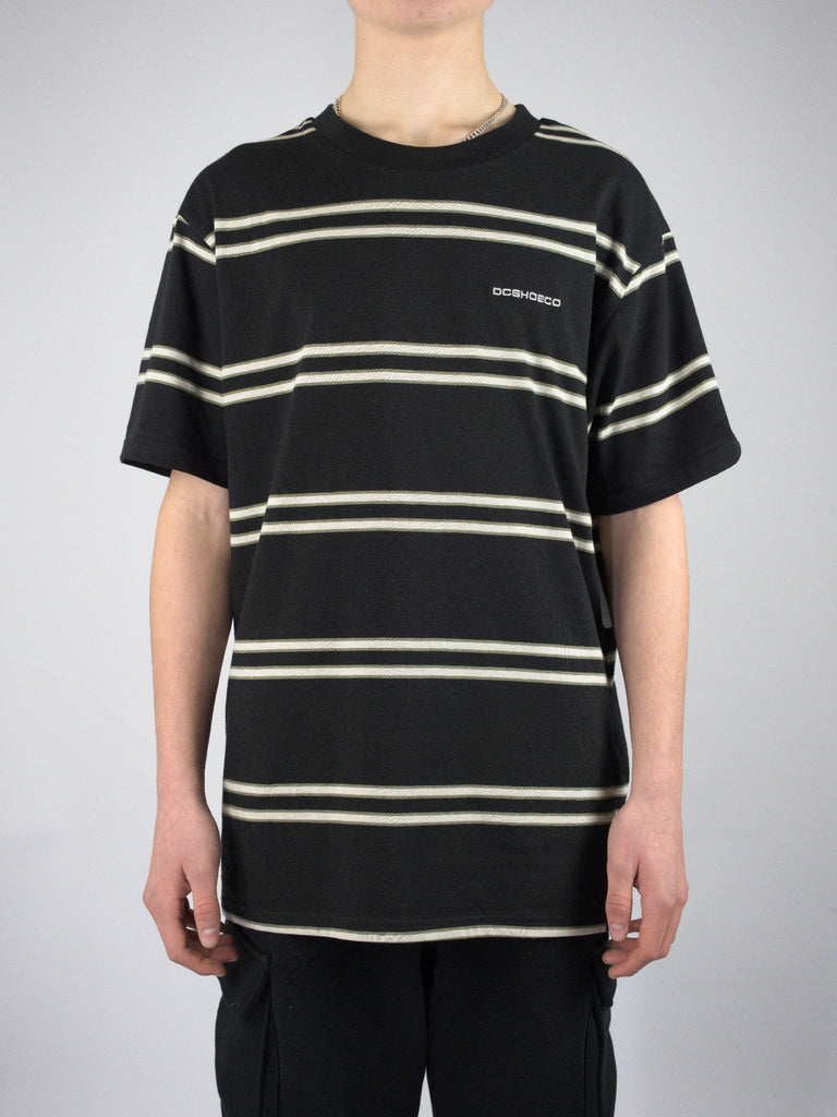 Dc shoes - portside stripe tee shirt - black white tan t grind supply company uk