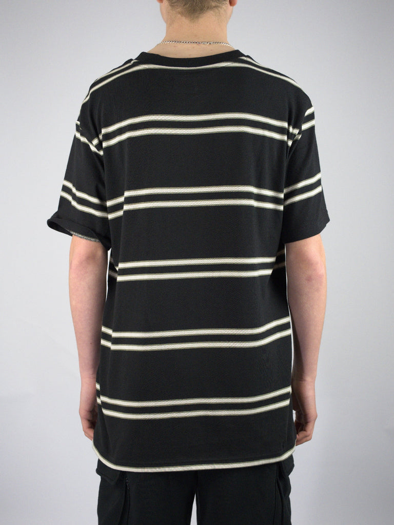 Dc shoes - portside stripe tee shirt - black white tan t grind supply company uk