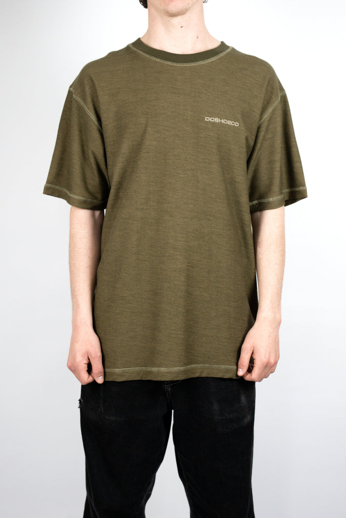 Olive green Sediment Terry Cloth T Shirt from Dc Shoes featuring Dope Dope text