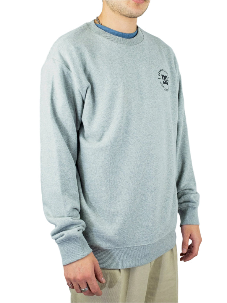 Light gray terry cloth crew sweatshirt featuring Star Pilot logo on chest in Heather Grey