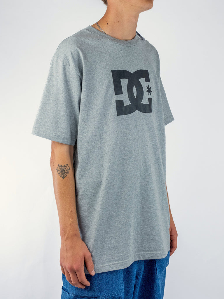 Gray DC Star Tee in Heather Grey featuring a bold black DC logo on the chest