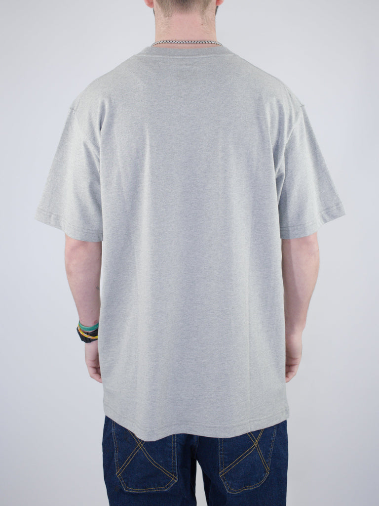 Plain light gray t-shirt shown from the back.