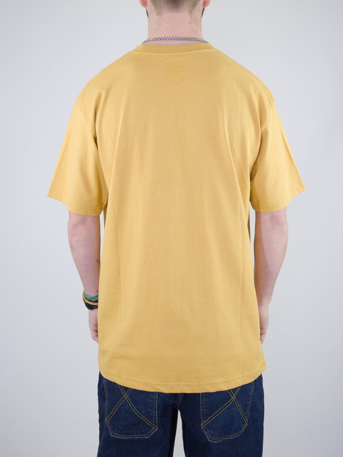 Yellow t-shirt shown from the back.