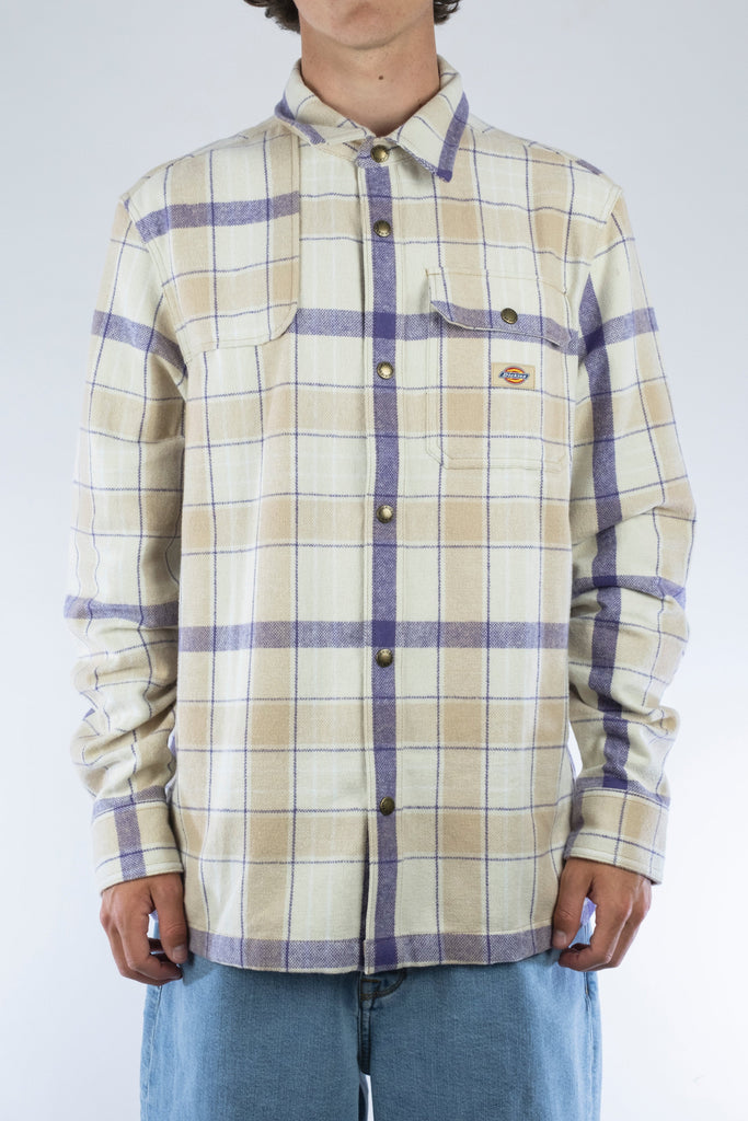 Dickies - Nimmons - Long Sleeve Flannel Shirt - Light Blue Shirts & Tops Fast Shipping - Grind Supply Co - Online Skateboard Shop