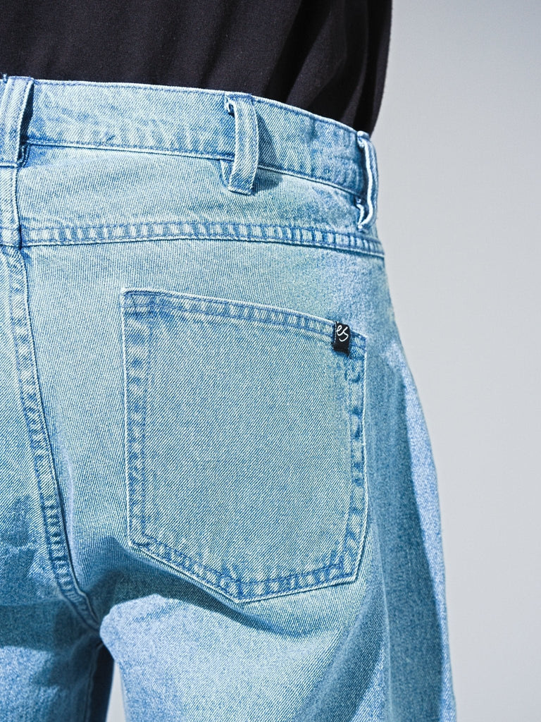 Light blue baggy fit denim jeans with back pocket from Grind Supply Co’s Acid Wash Blue collection