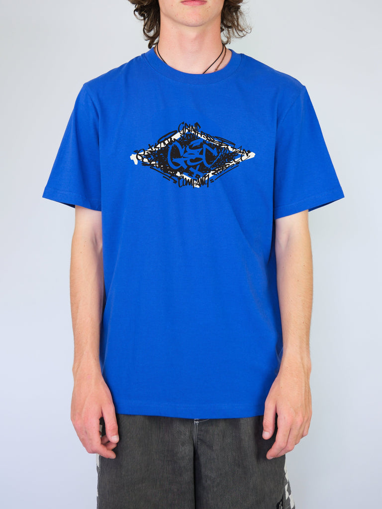 Grind supply co - 2 colour hand styles tee shirt - royal blue t company uk