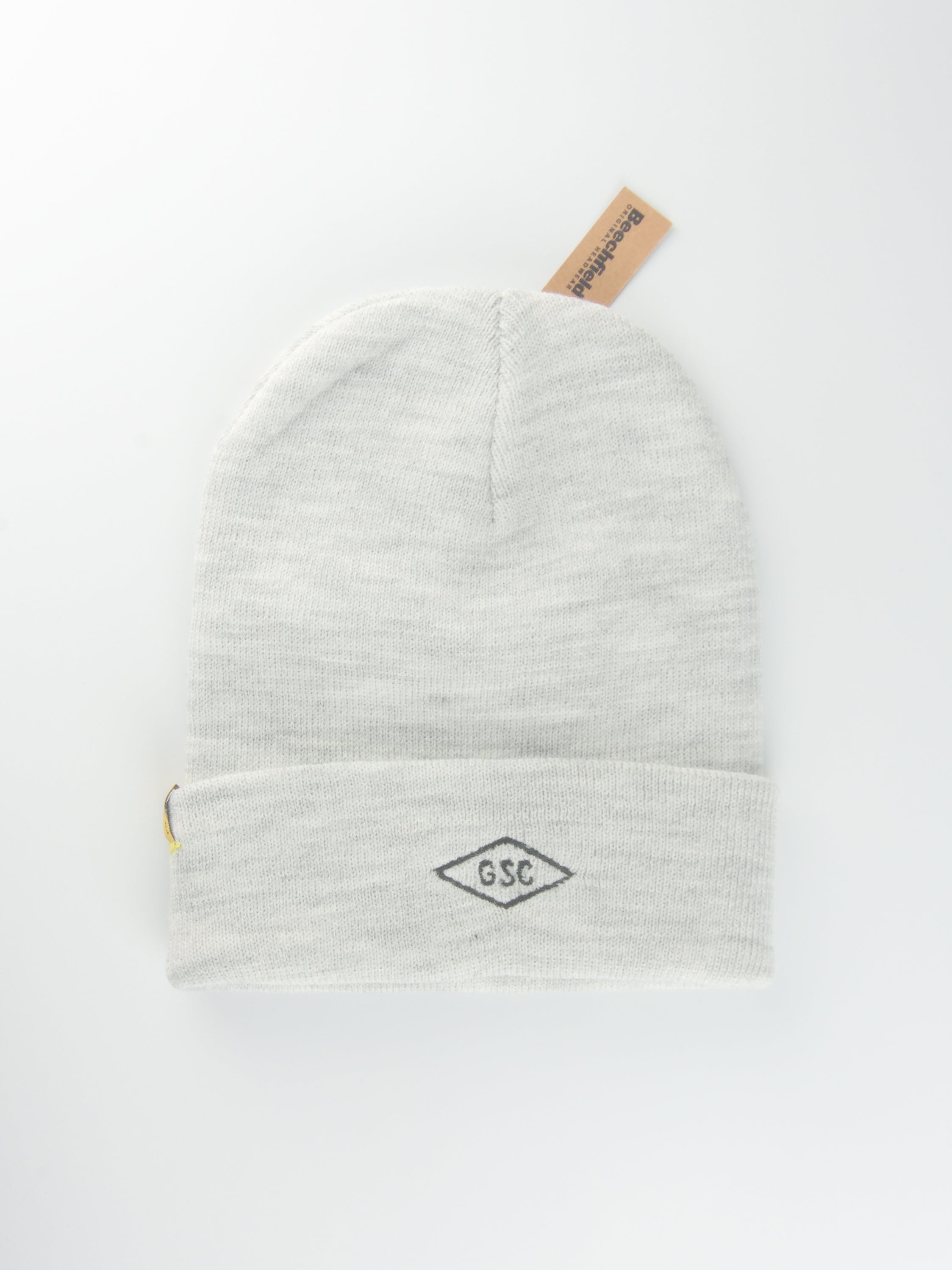 Grind supply co - diamond logo hand finished cuffed beanie - ash heather grey / black