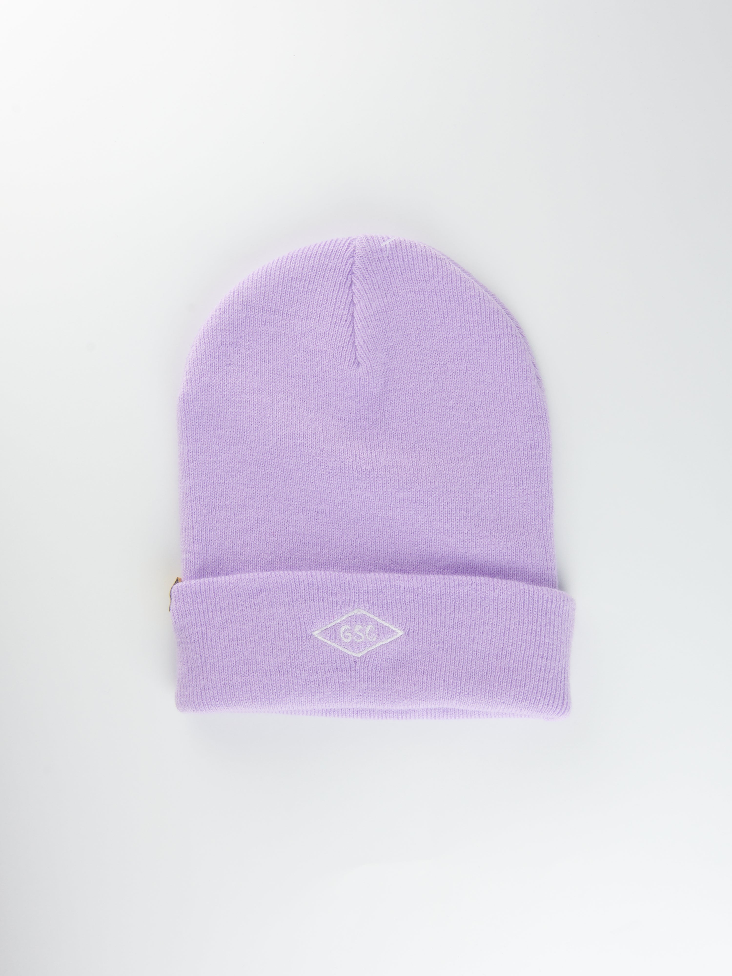 Grind supply co - diamond logo hand finished cuffed beanie - lilac / white