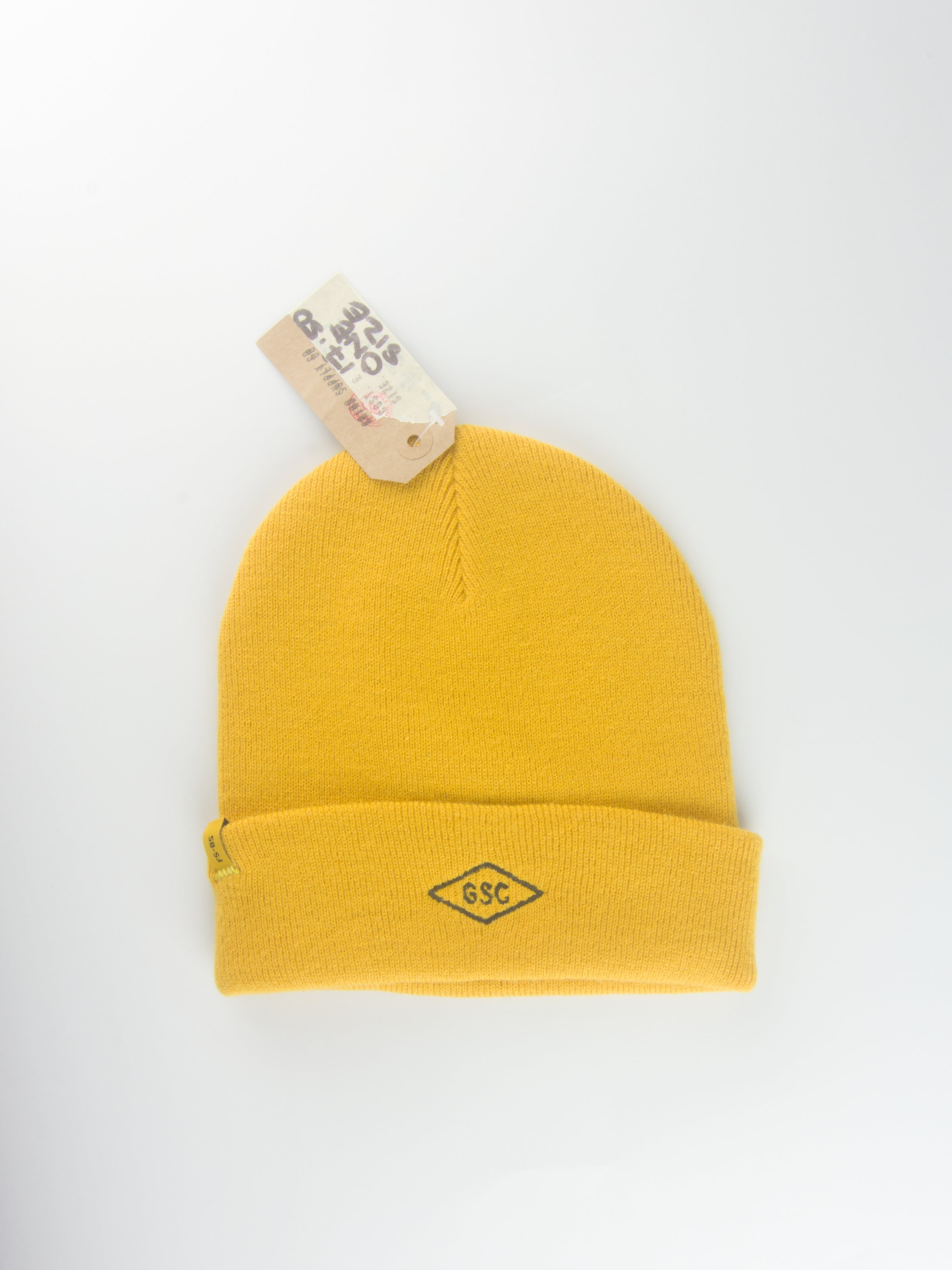Grind supply co - diamond logo hand finished cuffed beanie - mustard yellow/ black