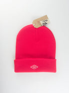 Grind supply co - diamond logo hand finished cuffed beanie - red / white