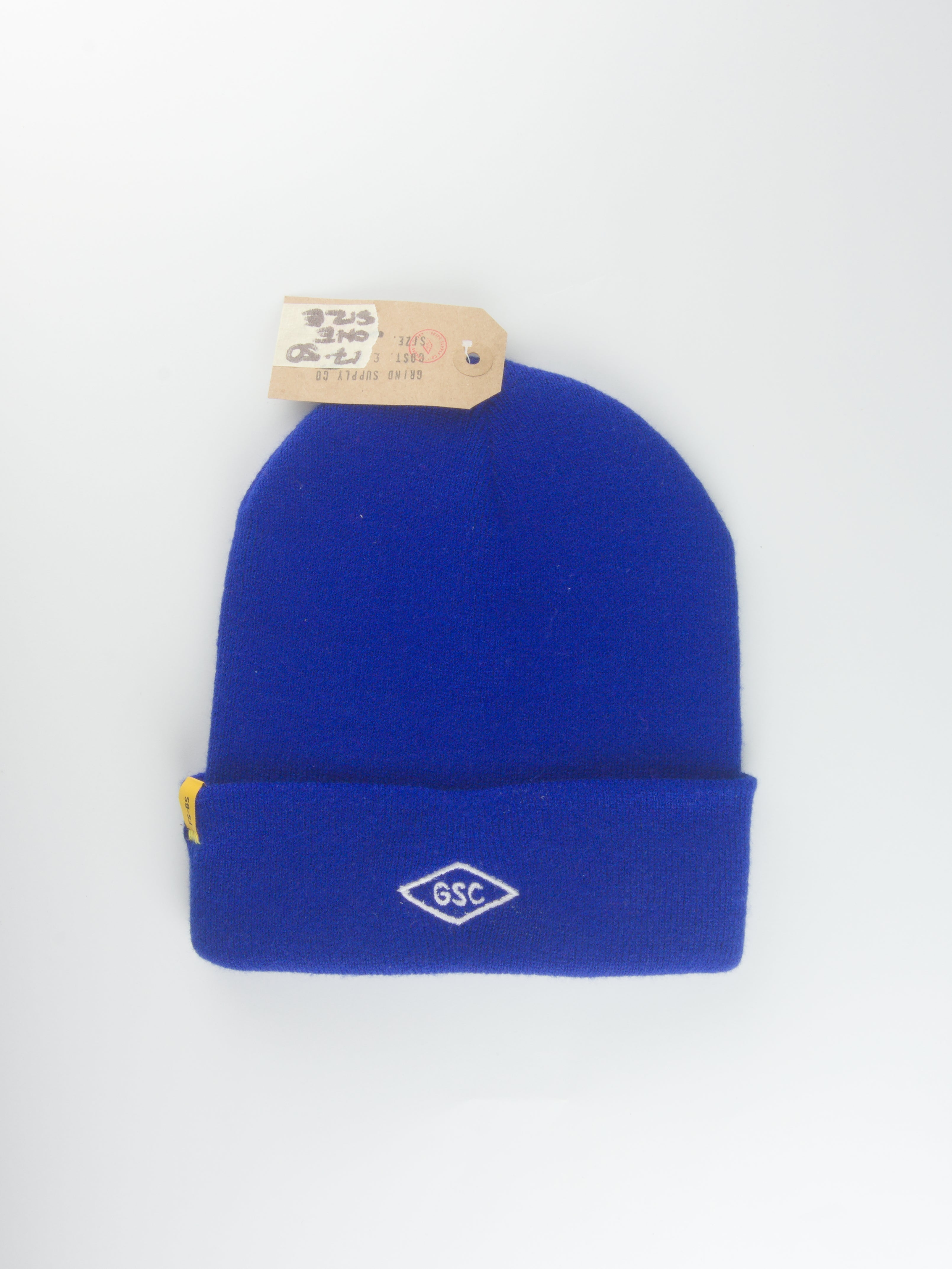 Grind supply co - diamond logo hand finished cuffed beanie - royal blue / white