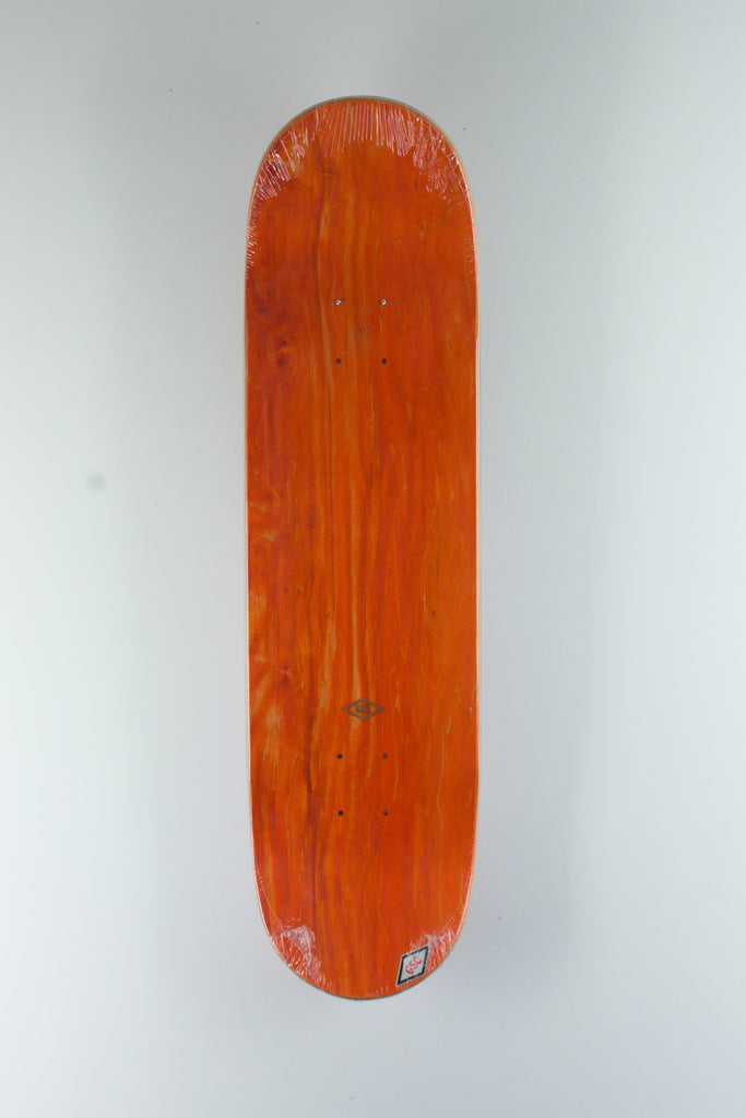 Orange wooden skateboard deck with wood grain from Grind Supply Co Team Series Skateboard