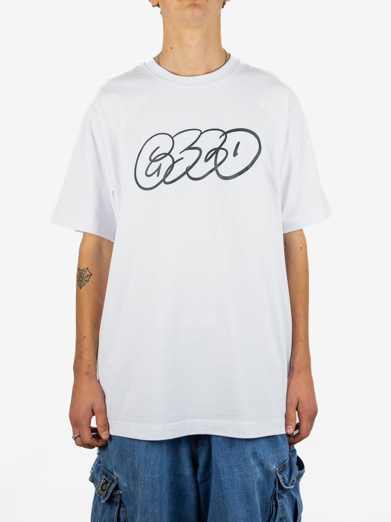 White Grind Supply Co Dub Ultra Heavy Tee with GBB! print in stylized gray font