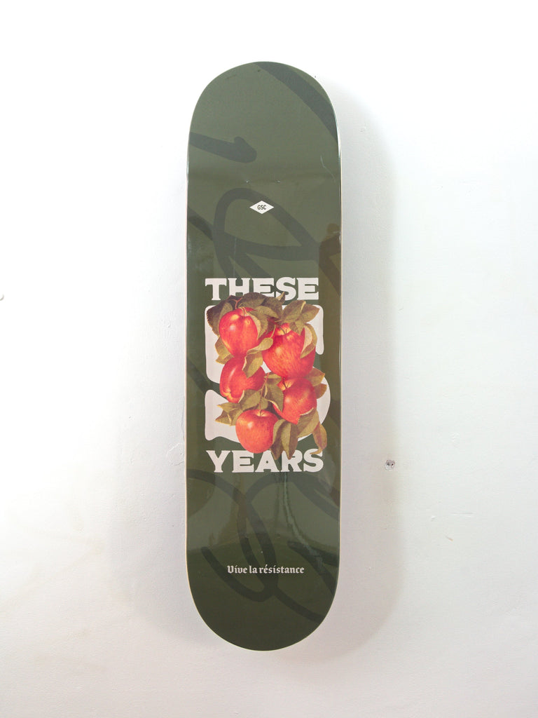 Skateboard deck featuring red peppers graphic, limited edition Grind Supply Co design