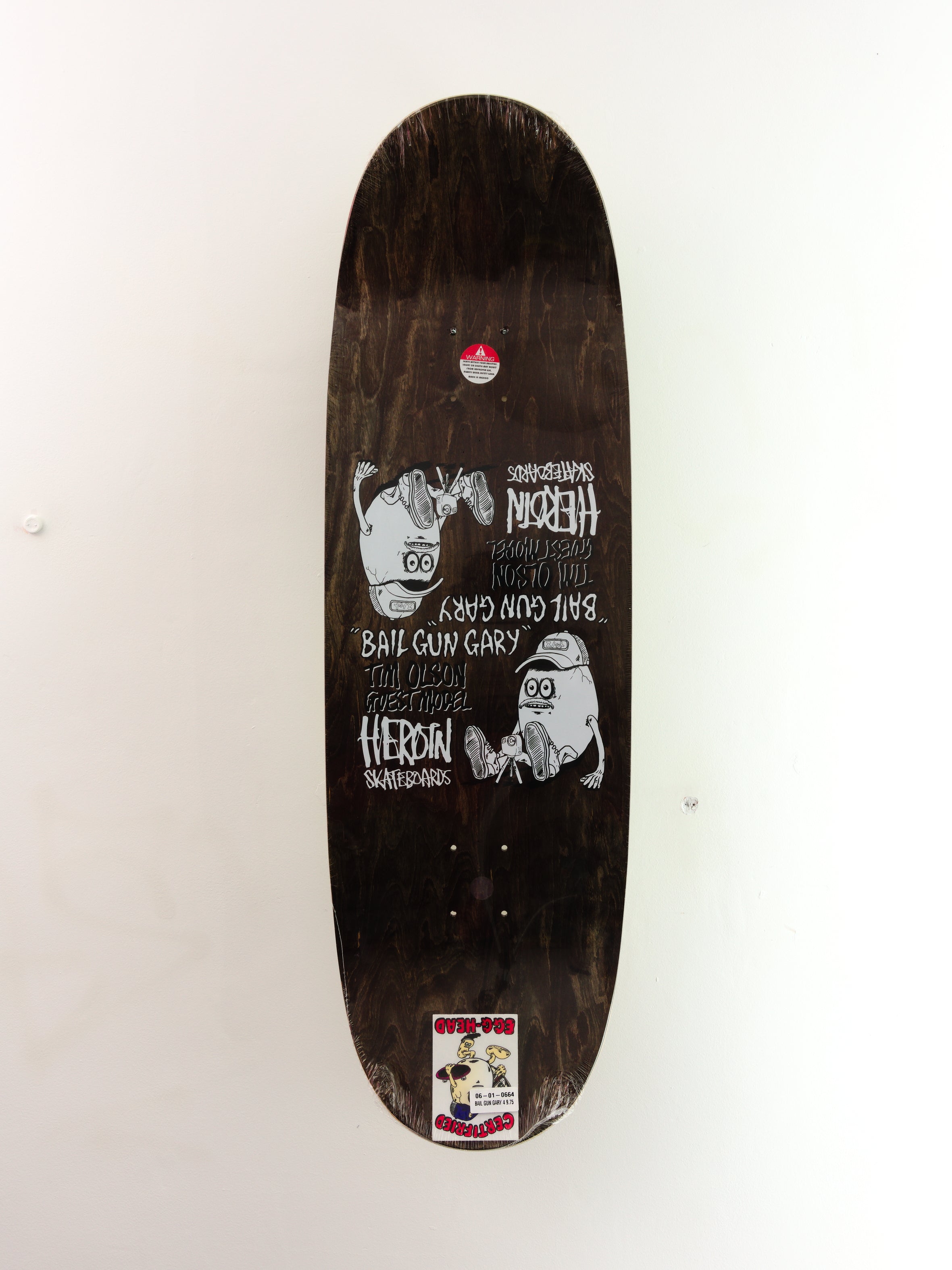Heroin skateboards - ’bail gun gary 4’ egg shaped skateboard deck - 9.75 x 32.50 14.1