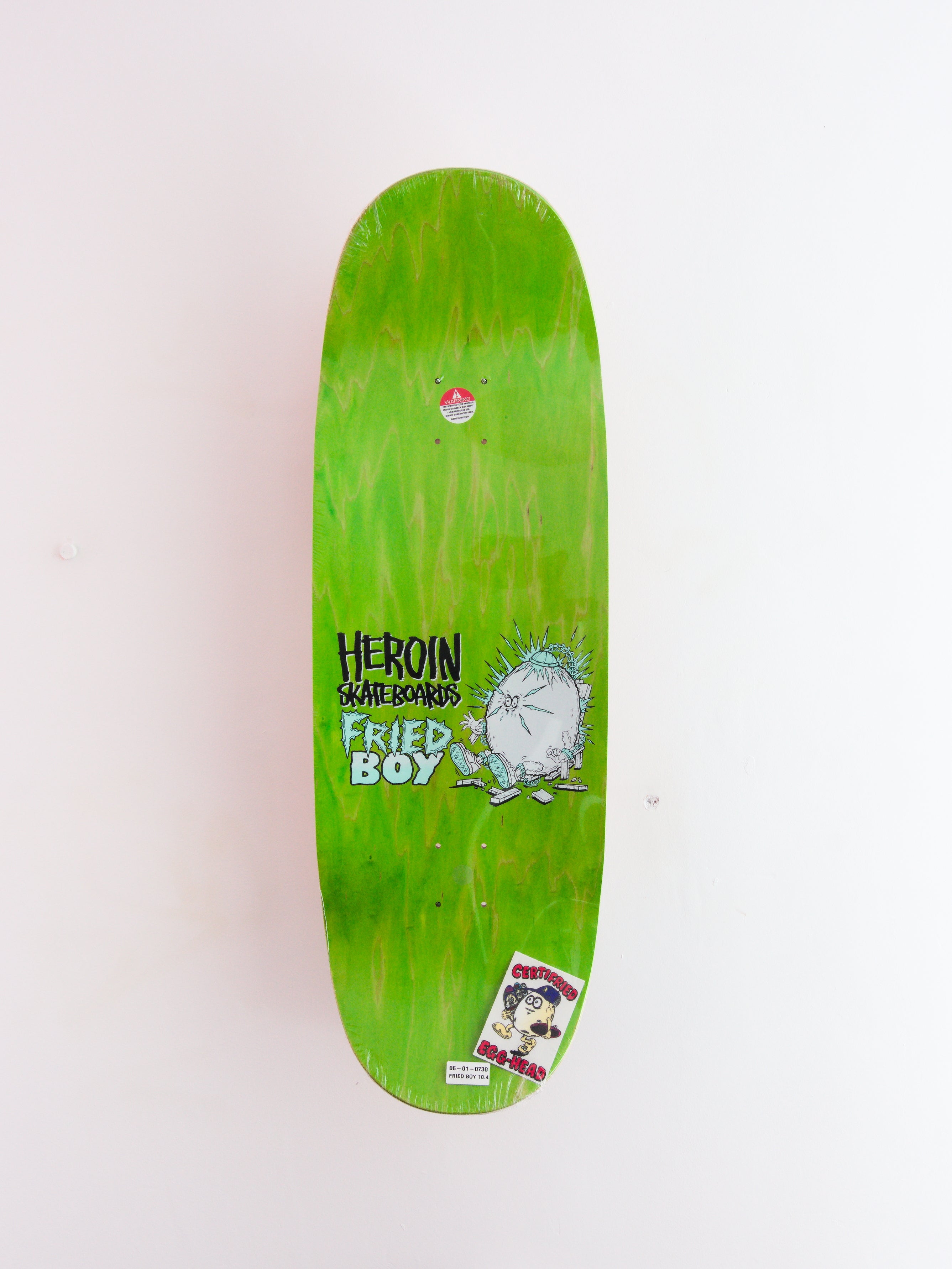 Heroin skateboards - ’fried boy’ skateboard deck - 10.40 x 32.25 14.25 orange