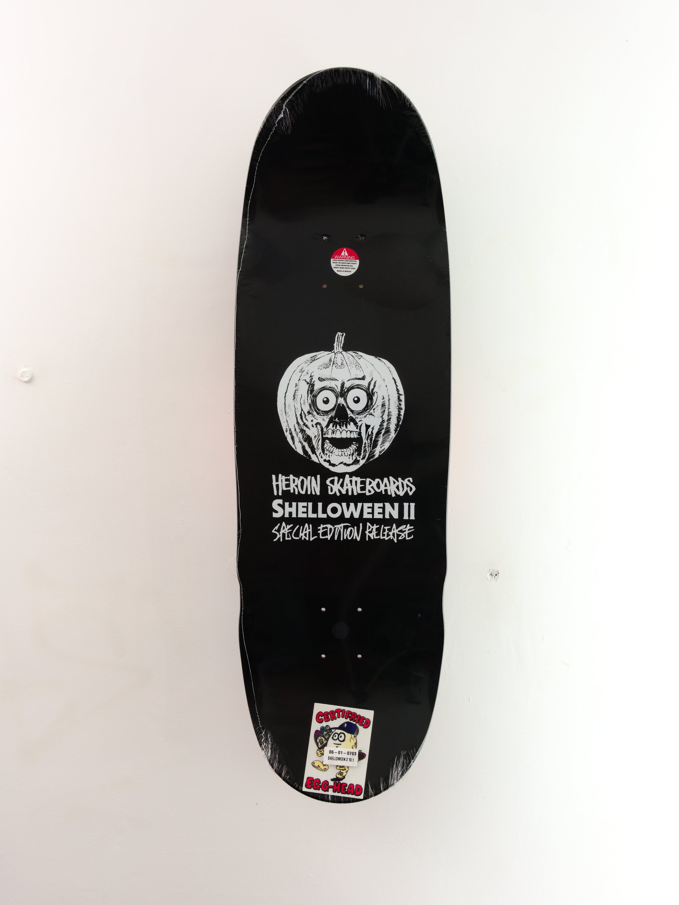 Heroin skateboards - ’shelloween 2’ egg shaped skateboard deck - 10.1 x 32.00 14.25 black