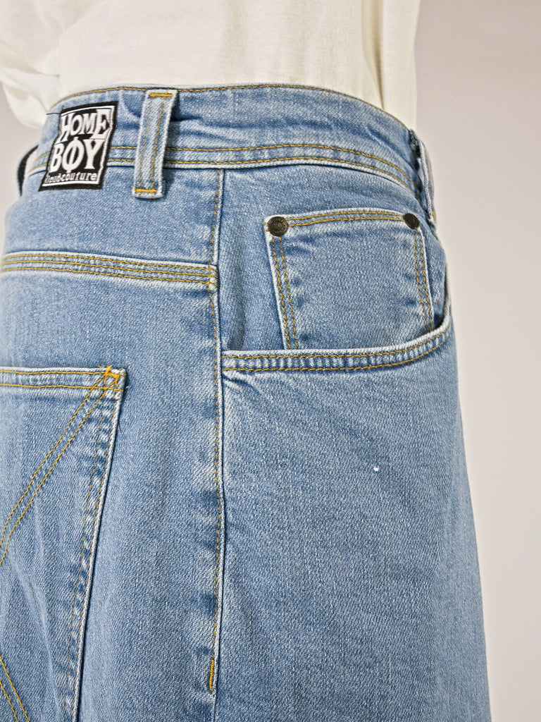 Light blue denim jeans with Home Boy label, featuring Homeboy Xtra Monster style