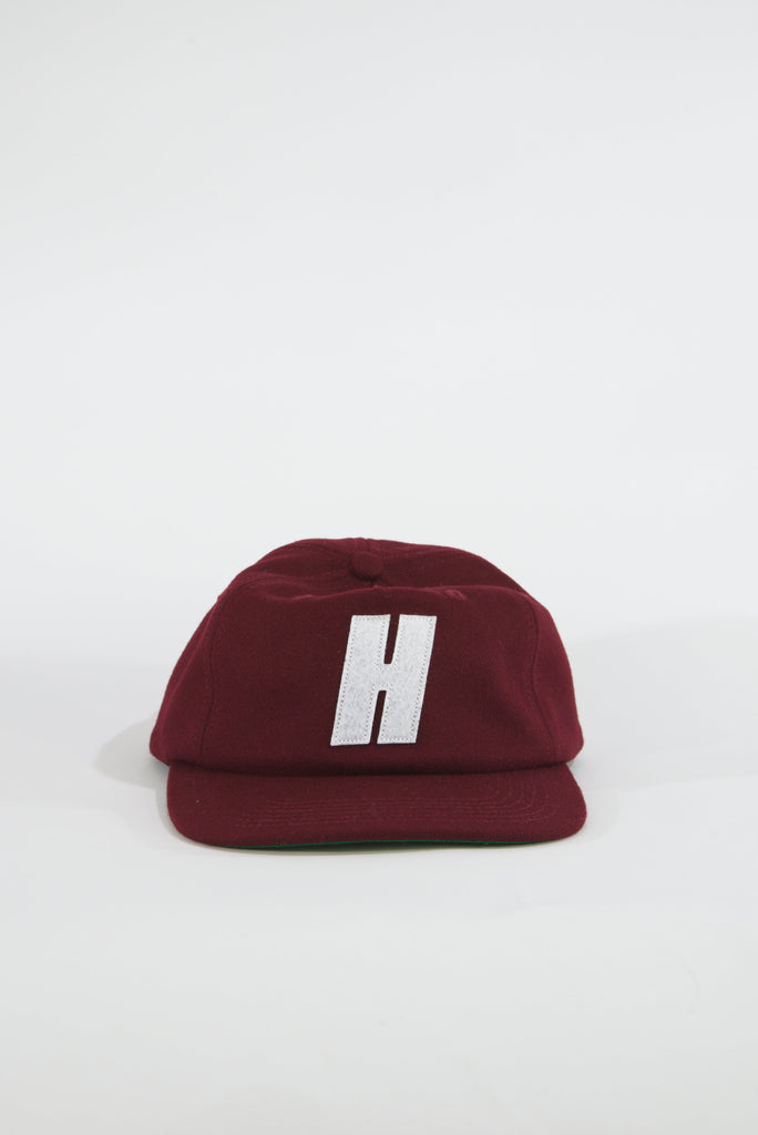 Hopps - Big h Felt Vintage Style Cap Snap Back Burgundy Hats Fast Shipping Grind Supply Co Online Skateboard Shop