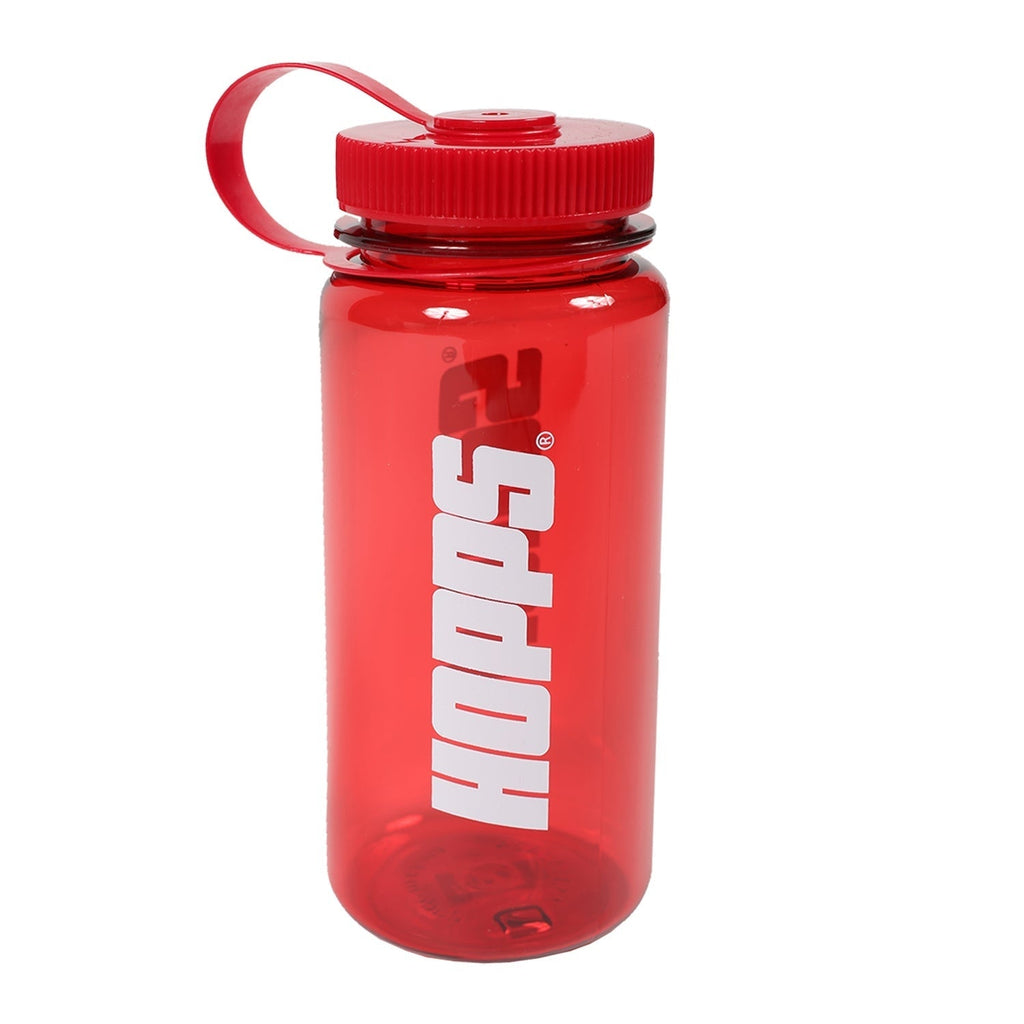 Red plastic Hopps Big Hoops water bottle, 500ml capacity, perfect for active lifestyles