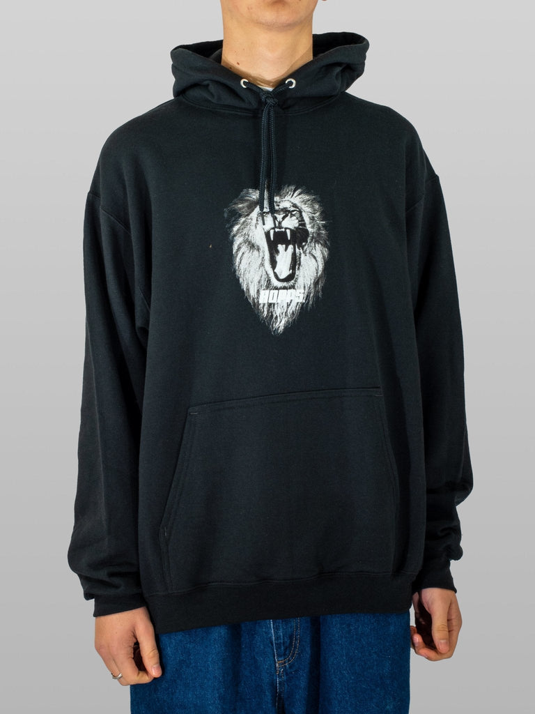 Black Grind Supply Hopps Lion Hooded Sweatshirt featuring a roaring lion graphic