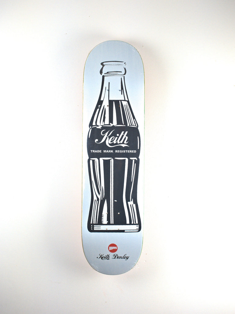 Hopps - Pop Keith Denely Pro Model Skateboard Deck with soda bottle illustration, 8.50 x 32.25