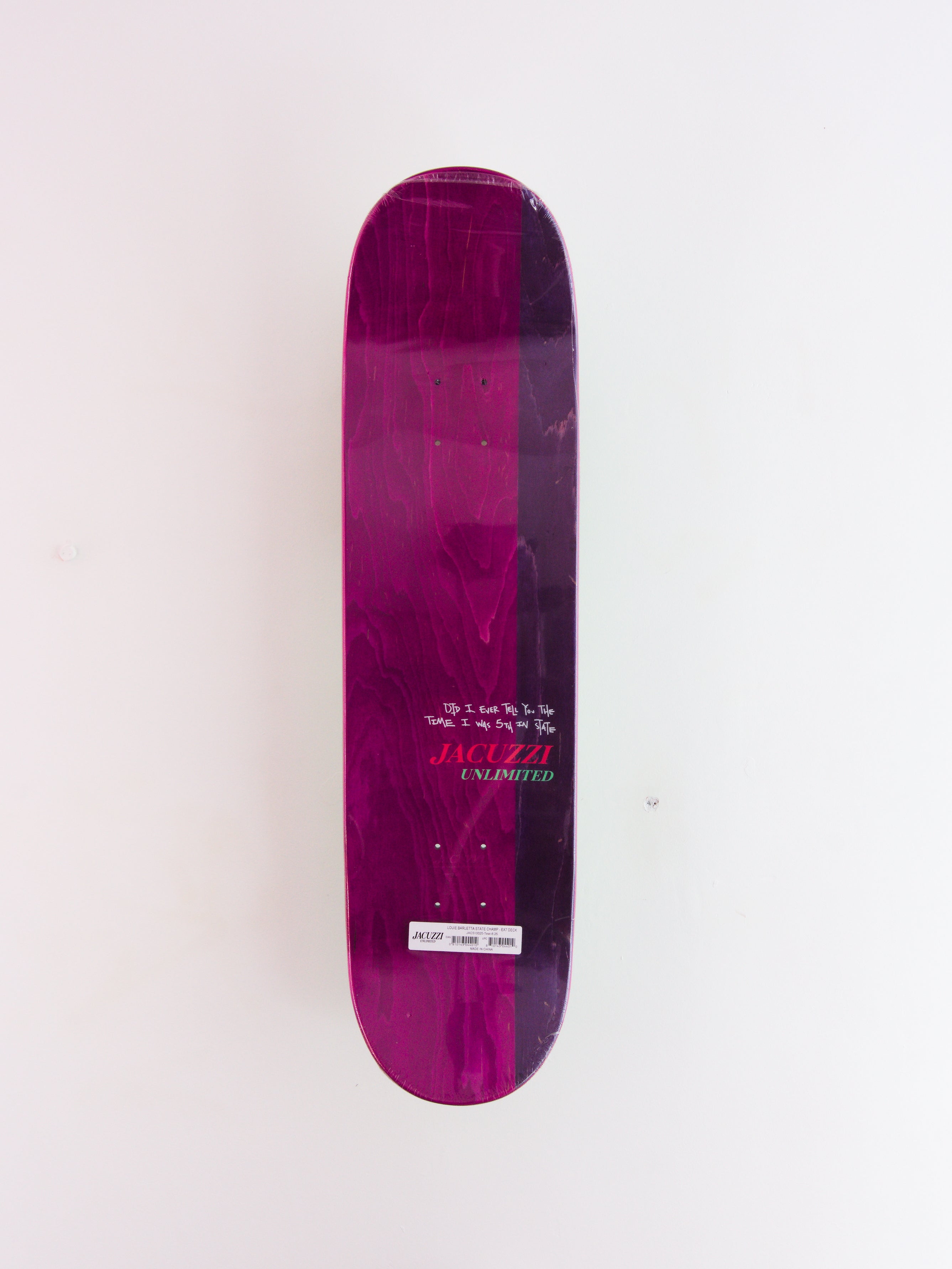 Jacuzzi unlimited ’state champ’ louis barletta pro skateboard deck 8.25 light teal