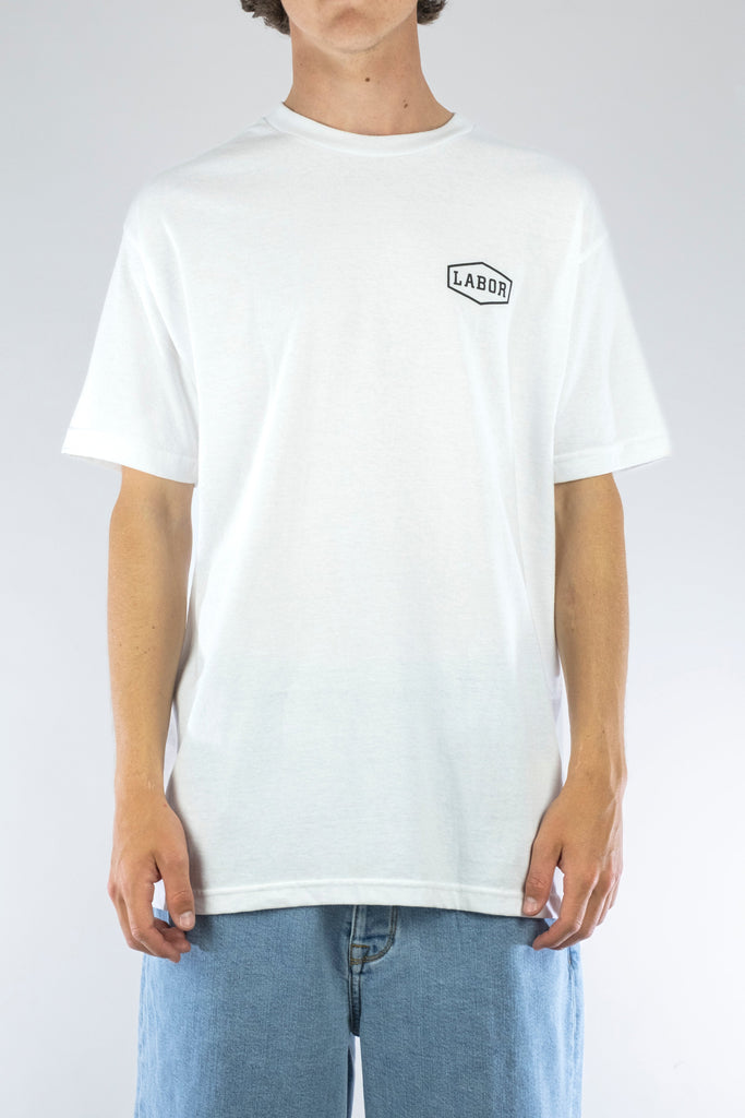 Labor - Crest Logo Tee White Fast Shipping Grind Supply Co Online Skateboard Shop