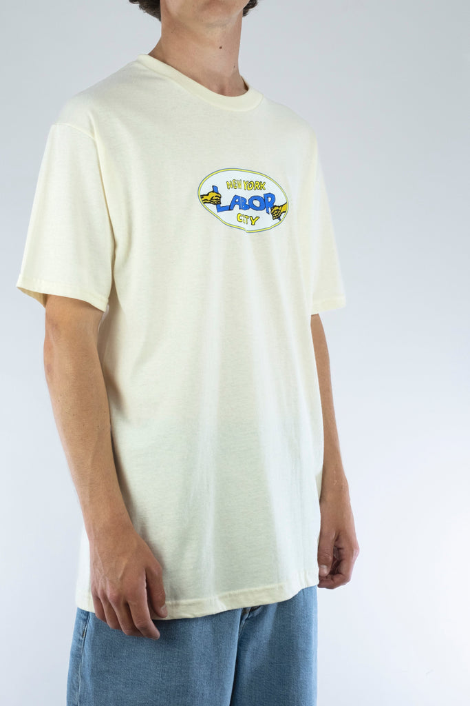 Cream-colored Labor - Pullman T Shirt featuring a colorful oval logo on the chest