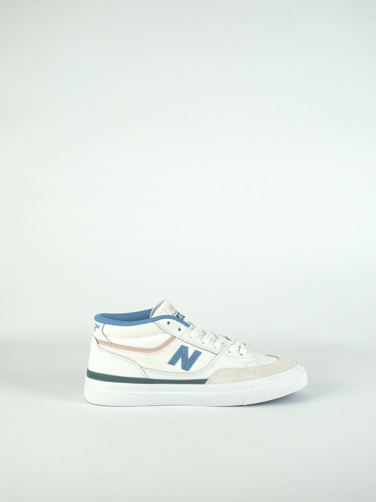 New Balance Numeric Frankie Villani 417 Pro Skate Shoe in White, Blue, and Pink Accents