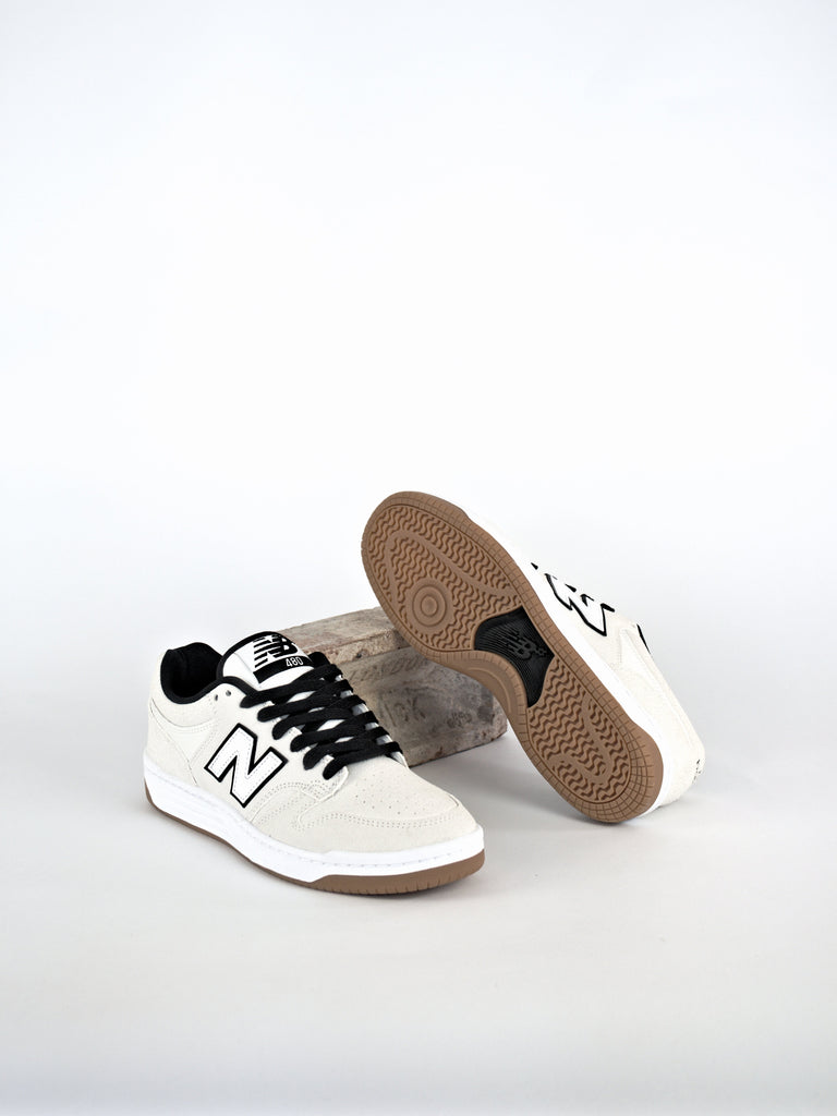 New Balance Numeric NM 480’s Team Shoe in White and Black with gum soles for skateboarding