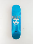 Opera skateboards - ’mask logo’ team skateboard deck - 8.25 x 32.1 metallic blue