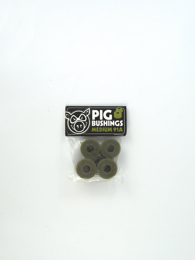 Package of Pig Wheels Bushings Medium 91a soft with four olive-green bushings visible