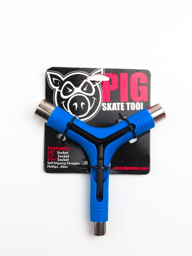 Pig wheels - pg multi tool - blue royal skateboard tools grind supply company uk