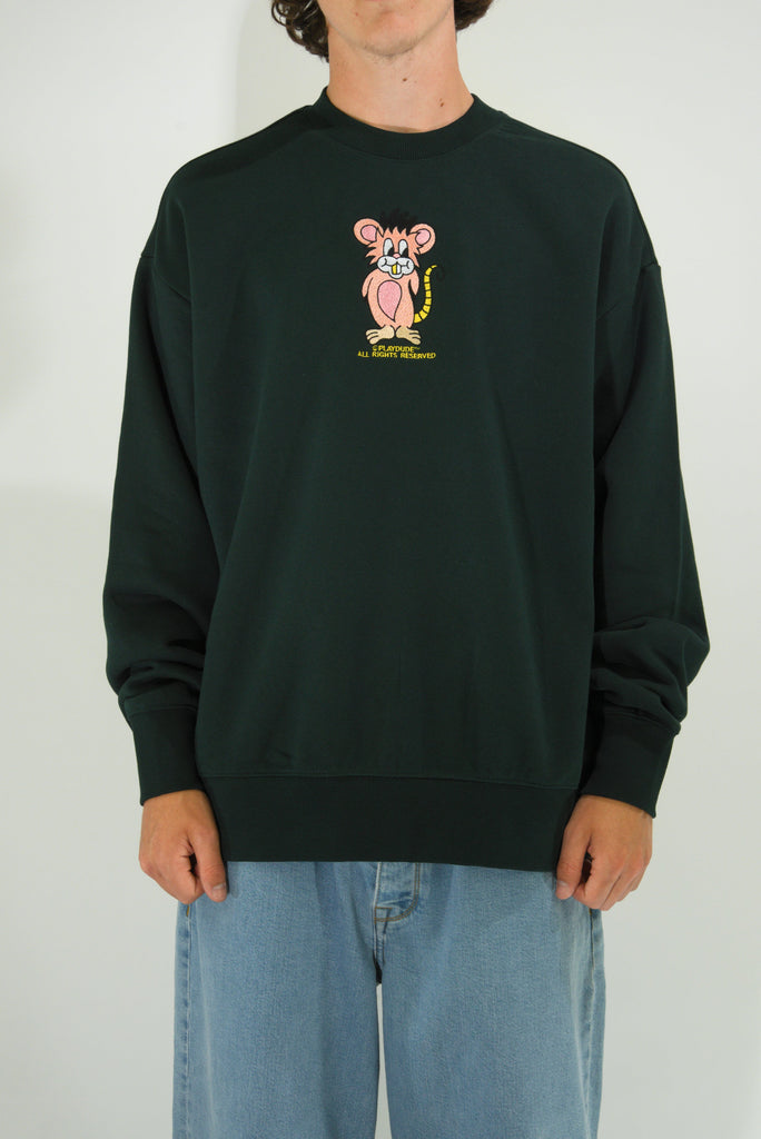 Play Dude - Rat - Crew Neck Sweater - Pine Green Sweatshirt Fast Shipping