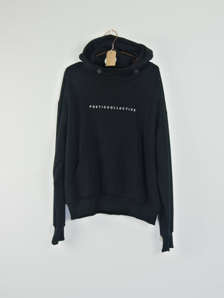Poetic collective - ninja hoodie - heavyweight organic cotton - black grind supply company uk